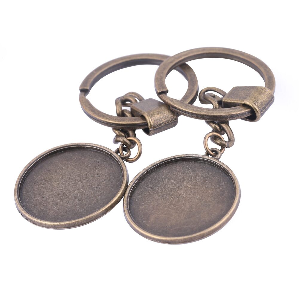 5598 20pcs Antique Bronze Metal Keychain Accessories Fit 25mm Cabochon Key